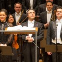 Left to right Chicago Symphony Chorus director Duain Wolfe soprano Eleonora Buratto mezzo-soprano Anna Malavasi muic director Riccardo Muti tenor Saimir Pirgu bass-baritone Adam Plachetka photo by Todd Rosenberg