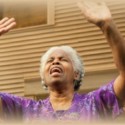 Shelah – Cheryl Lynn Bruce – prays in Steppenwolf ‘Head of Passes,’ world premiere by Tarell Alvin McCraney, directed Tina Landau April 2013 credit Michael Brosilow