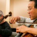 Giovanni Sollima and  Yo-Yo Ma perform world premiere of Sollima's 'Antidotum Tarantula XXI' with Chicago Symphony Orchestra Jan. 30, 2014 (Todd Rosenberg)