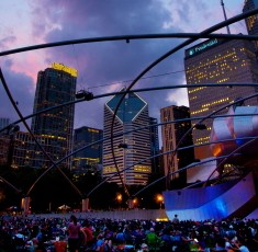 Billowy stainless steel sails surround the concert stage at Pritzker Pavilion (Christopher_Neseman)