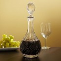 Wine-filled decanters add to a dinner party's festive mood.