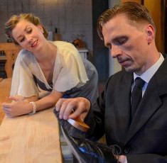 Maggie Scrantom and John Henry Roberts practice a dangerous flirtation in 'After Miss Julie' at Strawdog. (Chris Ocken)